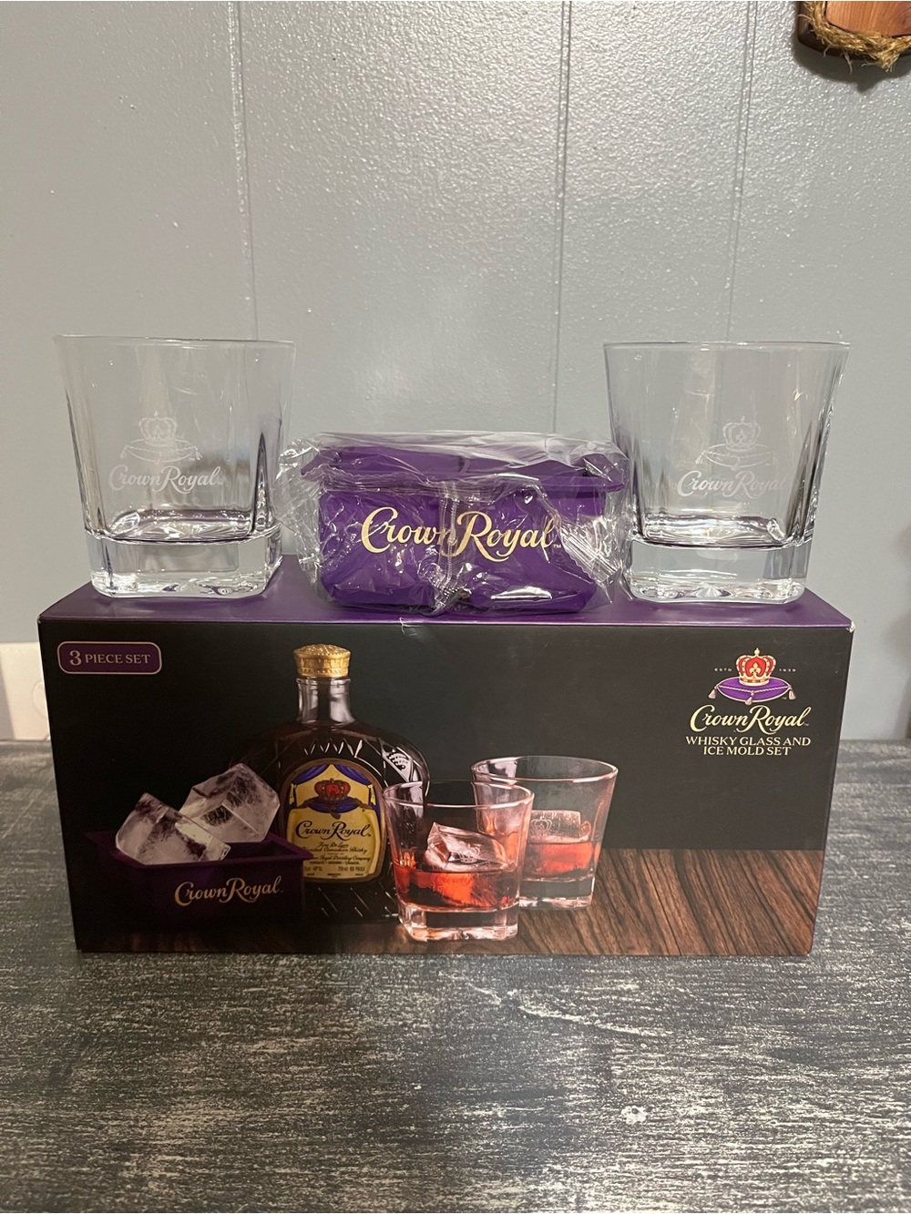 Purple Whiskey Glasses & Ice Mold Set - Purple. Crown Royal